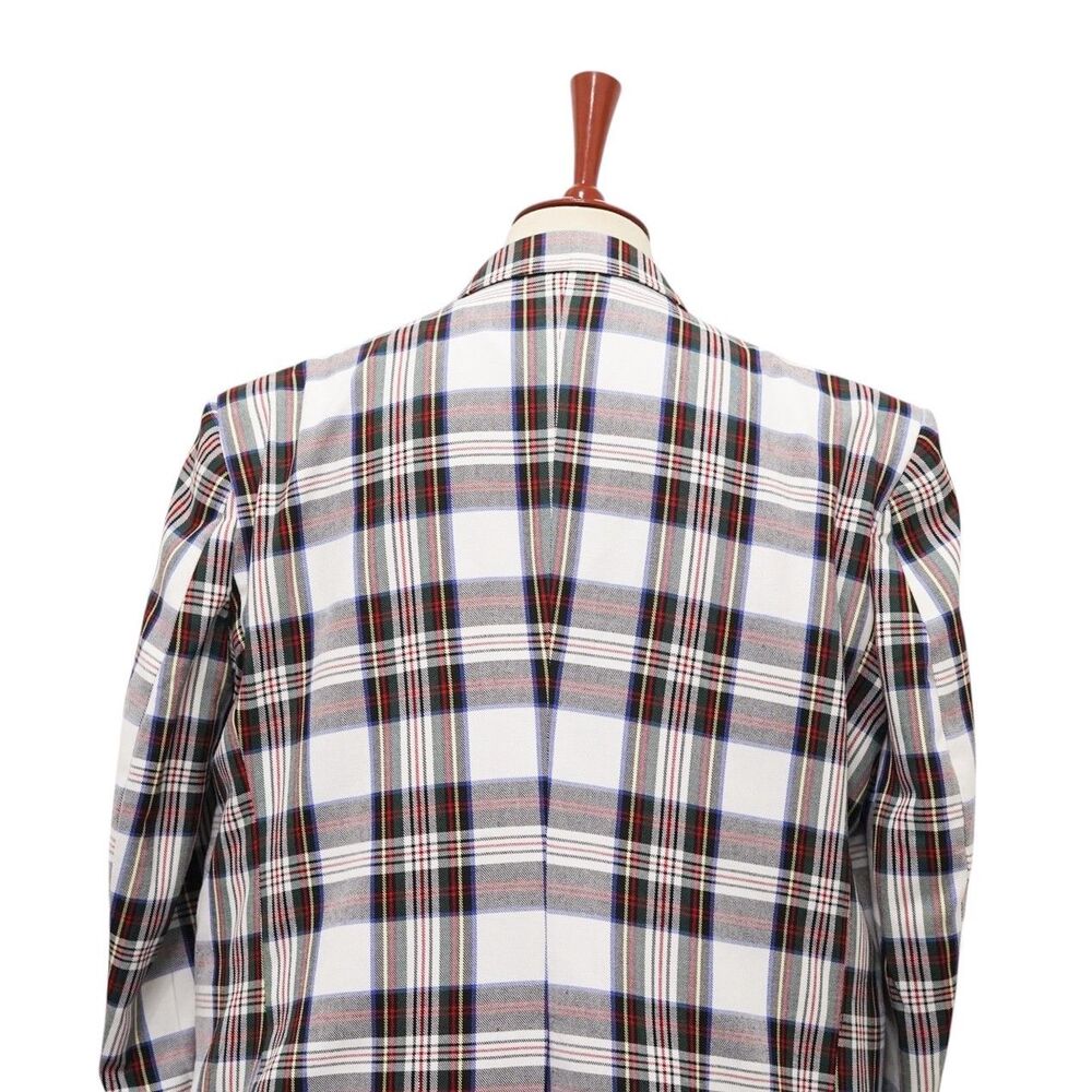 Mens 48R White Red Blue Tartan Plaid Cotton Blazer 2 Button Sport Coat Wedding - Picture 7 of 8